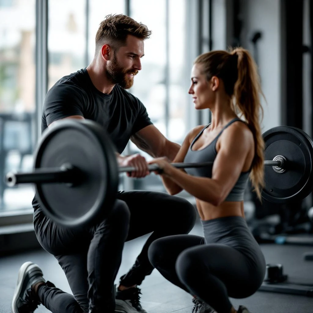 UK personal trainer at work with a client